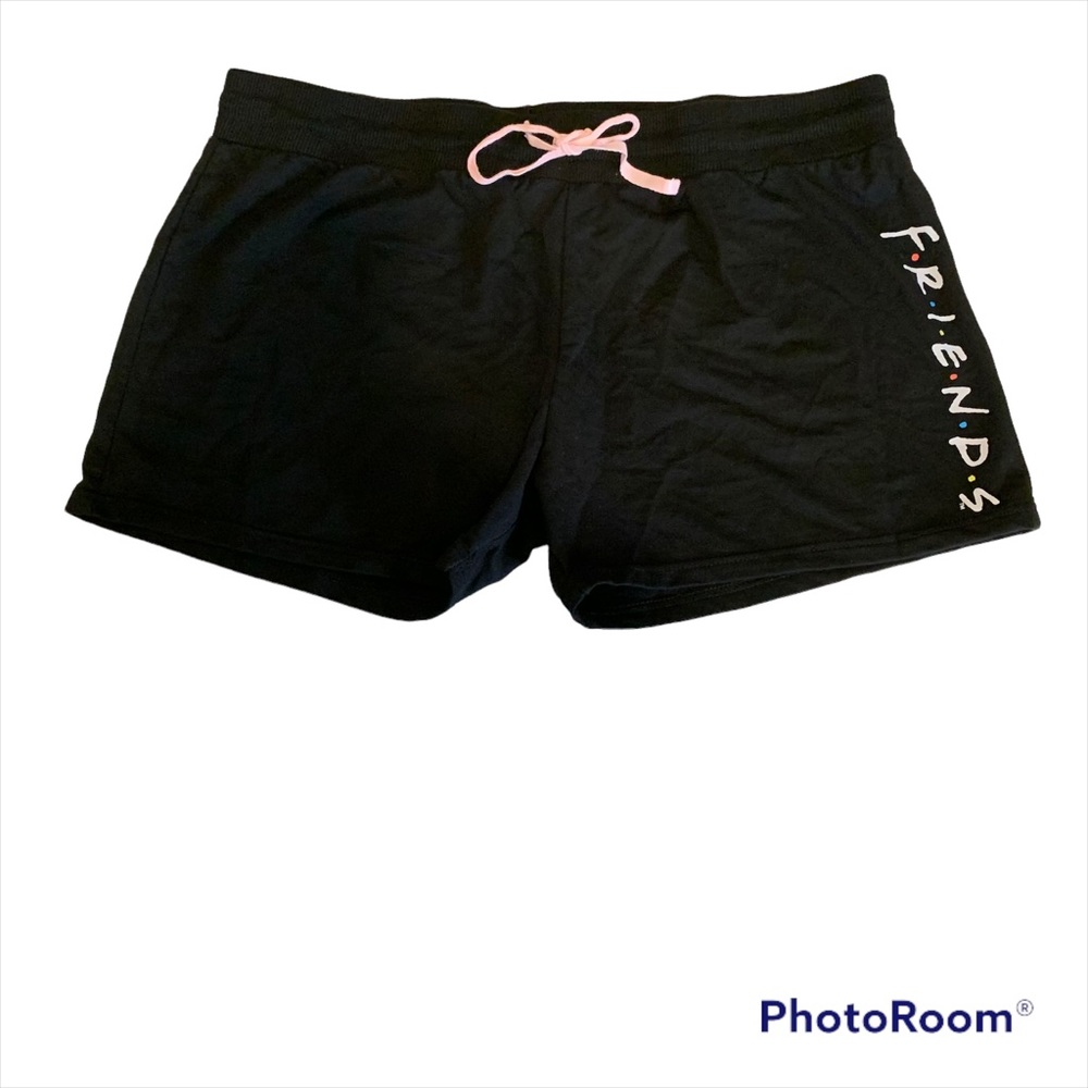 Friends Women's Plus Spell Out Lounge Sleep Shorts Black Size 3XL
